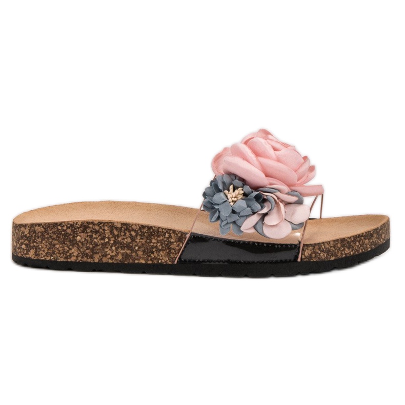 Super Me Pantoufles Avec Des Fleurs rose