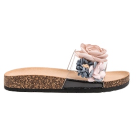 Super Me Pantoufles Avec Des Fleurs brun multicolore