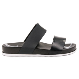 Laura Mode Pantoufles En Caoutchouc Noir