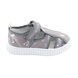 Chaussures enfant American Club grises avec Velcro TEN 27/19 blanc