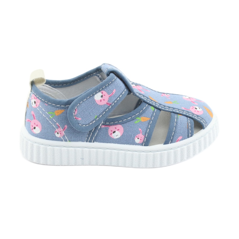 American Club chaussures pour enfants avec velcro bleu TEN 32/19 blanche rose