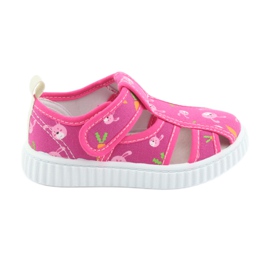 American Club chaussures pour enfants avec velcro rose TEN 32/19 blanche