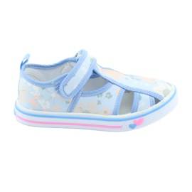 American Club chaussures pour enfants velcro bleu TEN 27/19 blanc vert