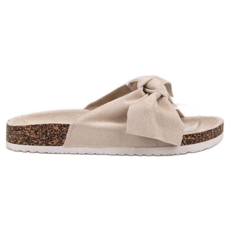 Diamantique Pantoufles Avec Noeud brun