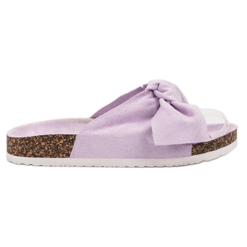 Diamantique Pantoufles Avec Noeud violet