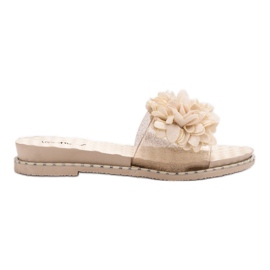 Anesia Paris Pantoufles En Caoutchouc Avec Fleurs brun