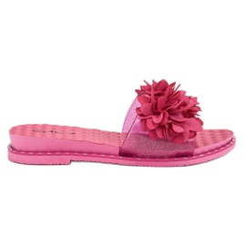 Anesia Paris Pantoufles En Caoutchouc Avec Fleurs rose