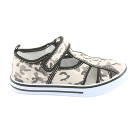 Chaussures pour enfants American Club avec semelle intérieure en cuir Velcro blanc brun noir gris