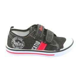 Baskets à scratch American Club en jean noir blanc rouge