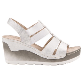 Goodin Sandales compensées confortables blanc gris