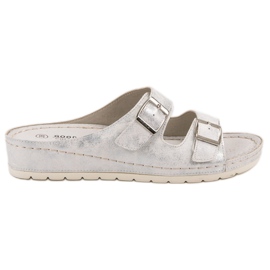 Goodin Pantoufles Avec Boucle blanc gris