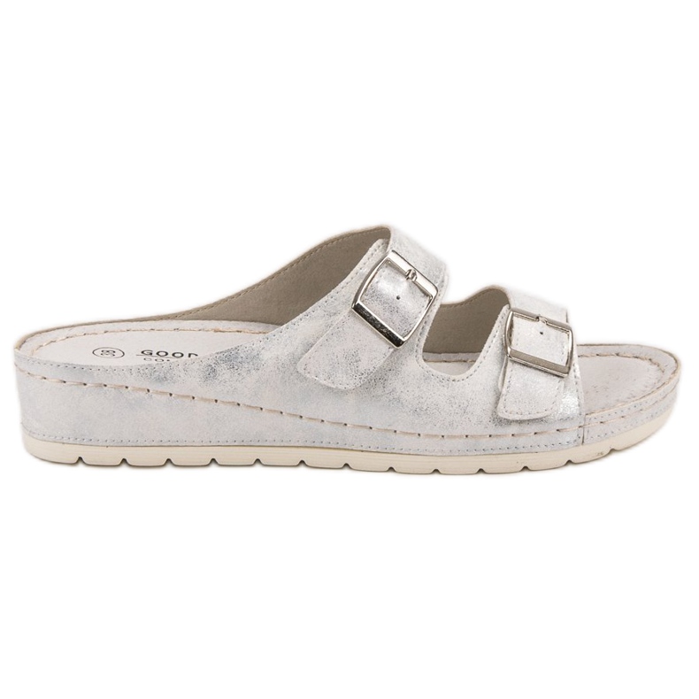 Goodin Pantoufles Avec Boucle blanche gris Goodin Pantoufles Avec Boucle blanche gris