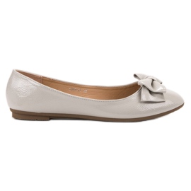 Comer Ballerines Laquées Avec Noeud gris