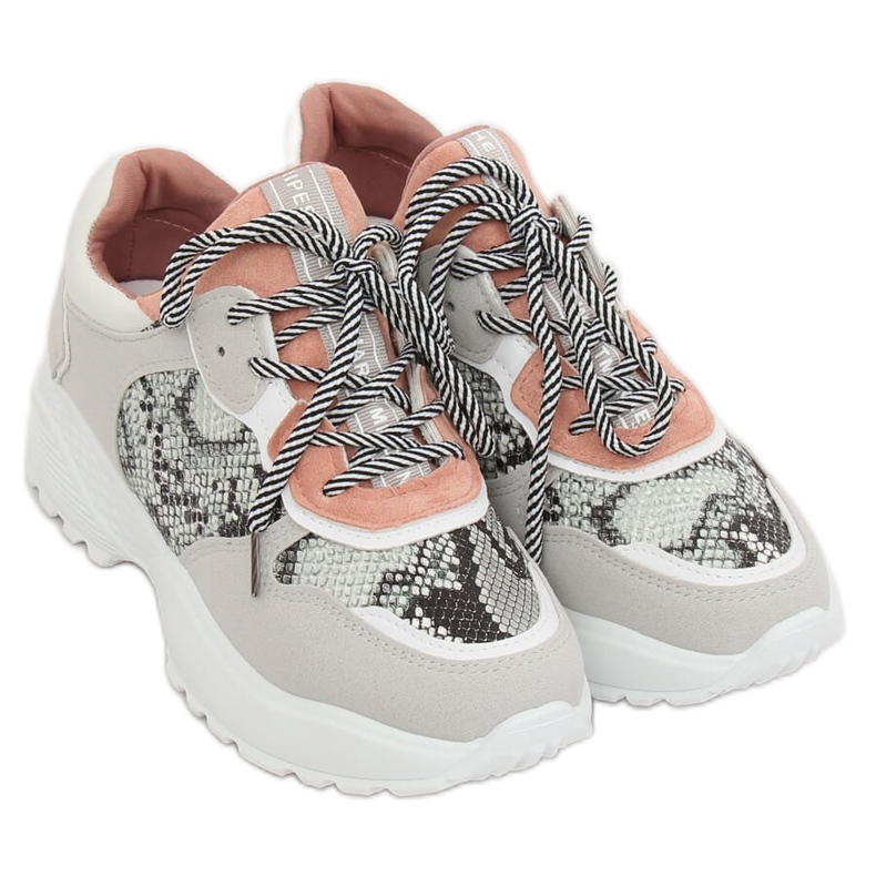 Chaussures de sport grises BL170P Snake Skin rose