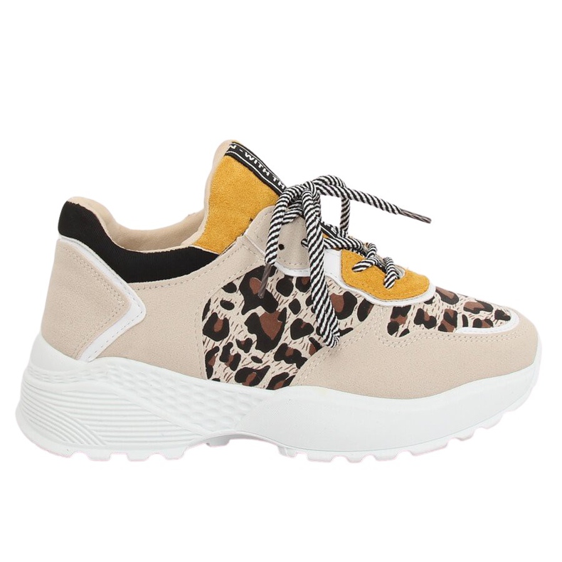 BL170P Chaussures de sport beiges imprimé léopard brun jaune