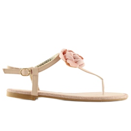 Tongs avec une fleur rose T314P Rose