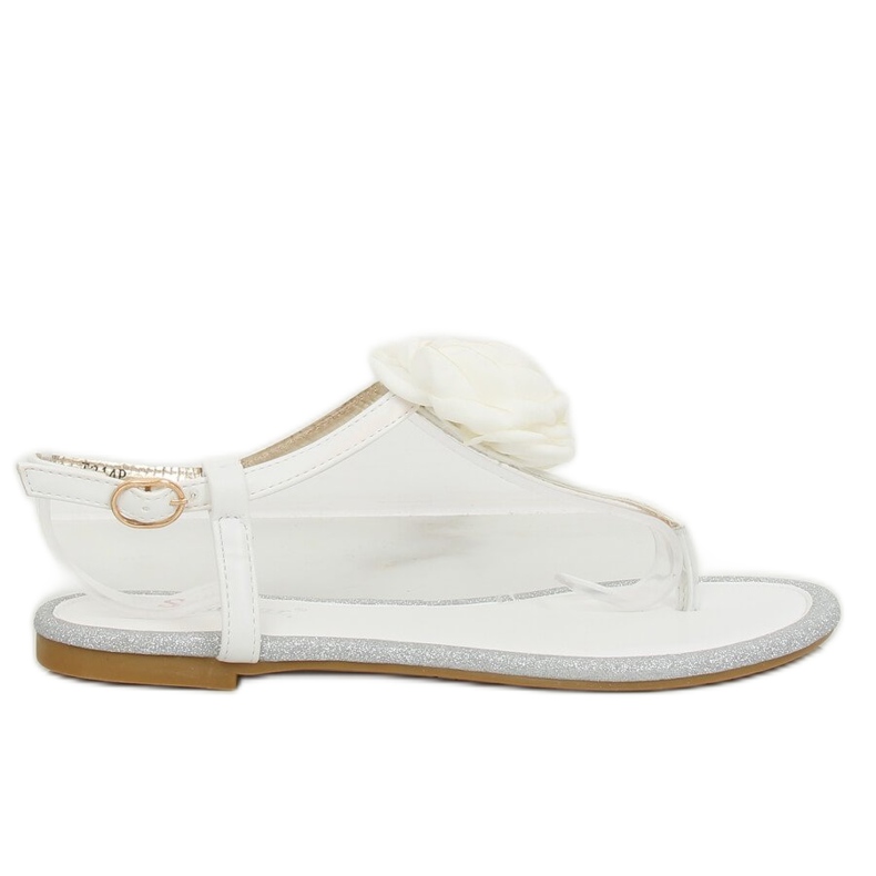 Tongs avec une fleur blanc T314P Blanc blanche