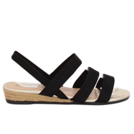 Noir SM007 Sandales espadrilles noires