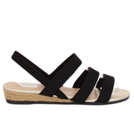 Noir SM007 Sandales espadrilles noires le noir