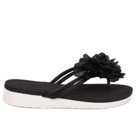 Tongs noires avec une fleur CK103 Noir le noir