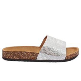 Pantoufles argentées pour femmes argentées PK44491 Argent gris