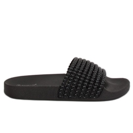 Noir G301 Chaussons noirs avec perles