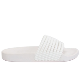 Blanc G301 Chaussons blancs avec perles