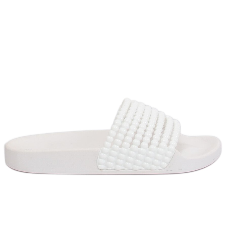 Blanc G301 Chaussons blancs avec perles blanche