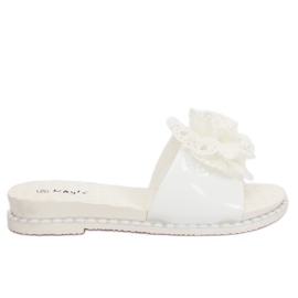 Blanc 38822 Chaussons femme blancs blanche