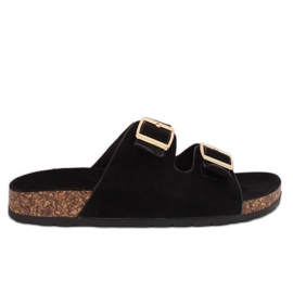 Chaussons noirs pour femmes 6105 Noir le noir