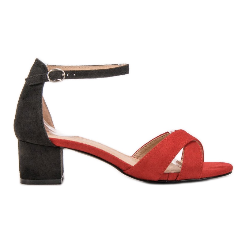 Best Shoes Sandales élégantes à talons hauts le noir rouge