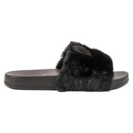 Vinceza Chaussons Noirs Avec Fourrure le noir