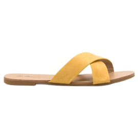 Primavera Pantoufles plates confortables jaune