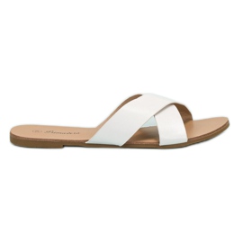 Primavera Pantoufles plates confortables blanche