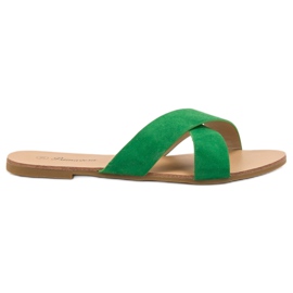 Primavera Pantoufles plates confortables vert
