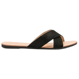 Primavera Pantoufles plates confortables le noir