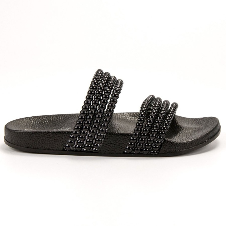 Bello Star Pantoufles Avec Des Perles le noir