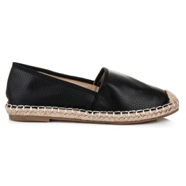 Tina&Co Espadrilles à enfiler avec cuir écologique noir