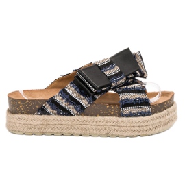 Vices Pantoufles Textiles Sur La Plateforme noir