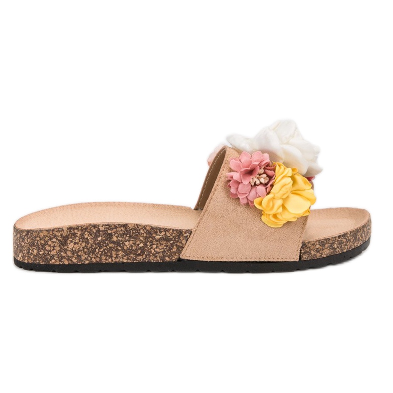 SHELOVET Pantoufles En Daim Avec Fleurs brun