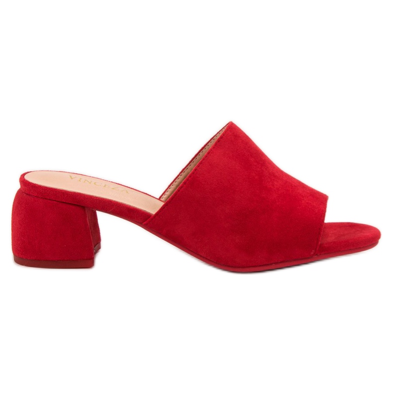 Pantoufles En Daim Sur Le Poteau VINCEZA rouge