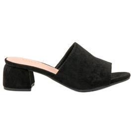 Pantoufles En Daim Sur Le Poteau VINCEZA noir