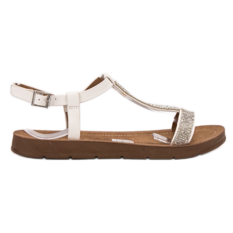 Forever Folie Sandales Avec Cubic Zirconia blanche