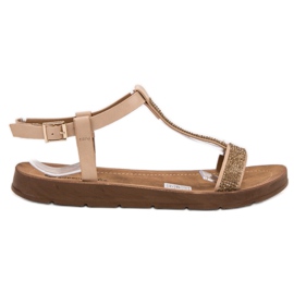Forever Folie Sandales Avec Cubic Zirconia brun