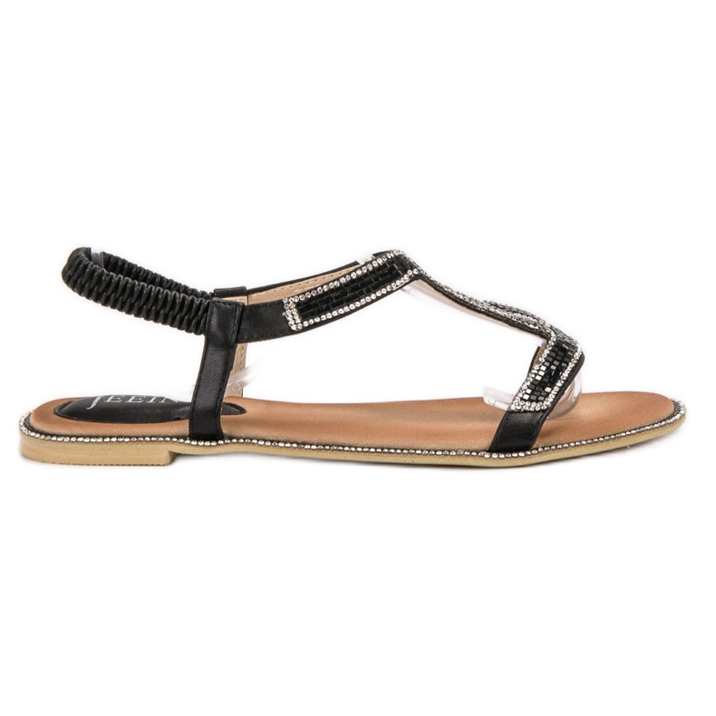 SHELOVET Sandales décorées avec un élastique le noir SHELOVET Sandales décorées avec un élastique le noir