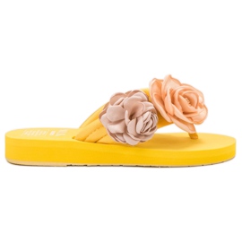 SHELOVET Tongs Légères Avec Fleurs jaune