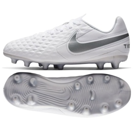 Chaussures de football Nike Tiempo Legend 8 Club FG / MG Jr AT5881-100 multicolore blanc