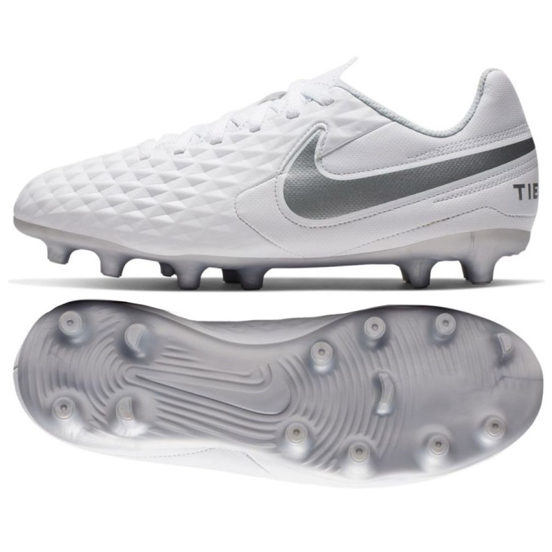 Chaussures de football Nike Tiempo Legend 8 Club FG / MG Jr AT5881-100 multicolore blanche Chaussures de football Nike Tiempo Legend 8 Club FG / MG Jr AT5881-100 multicolore blanche