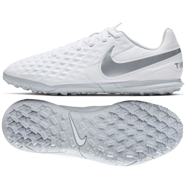 Chaussure de football Nike Tiempo Legend 8 Club Tf Jr AT5883-100 multicolore blanche