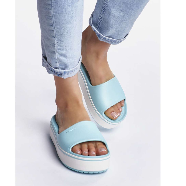 Crocs Crocband Platform Slide 4JE Bleu Glace Bleu Glacé